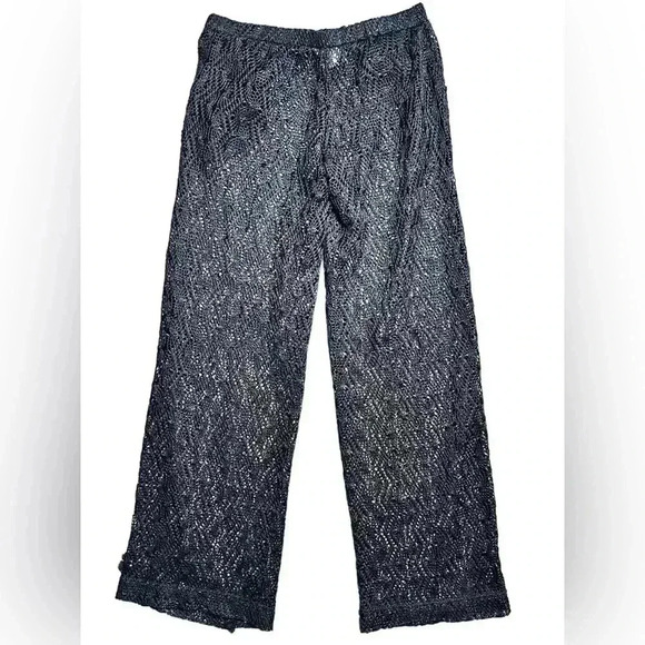 Trina Turk black open crochet wide leg beach pool swim pants XS - Picture 5 of 5